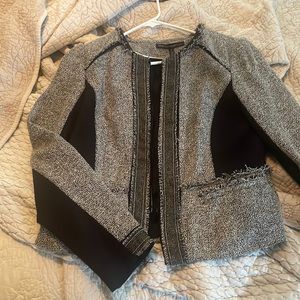 White House Black Market Tweed Fringe Moto Jacket